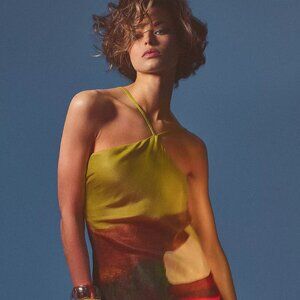 Abstract "Arizona Sunset" Slip Dress by Anthropologie